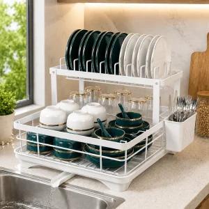 White Dish Drying Rack for Kitchen Counter