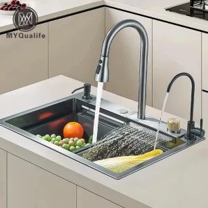 Stainless Steel Waterfall Kitchen Sink