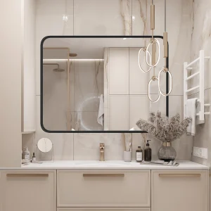 JHK Matte Metal Framed Bathroom Mirror