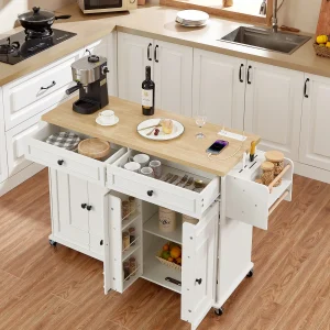 60" Mobile Kitchen Islands, Rolling Trolleys