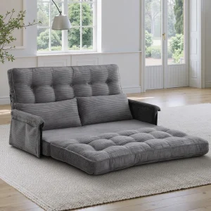 Dark grey 5‑Position Adjustable Foldable Floor Sofa Bed