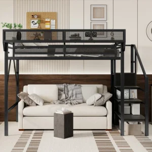 Twin XL Size Loft Bed with Stairs