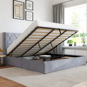 JHK Lift Up Storage Bed Modern Upholstered Platform Bed